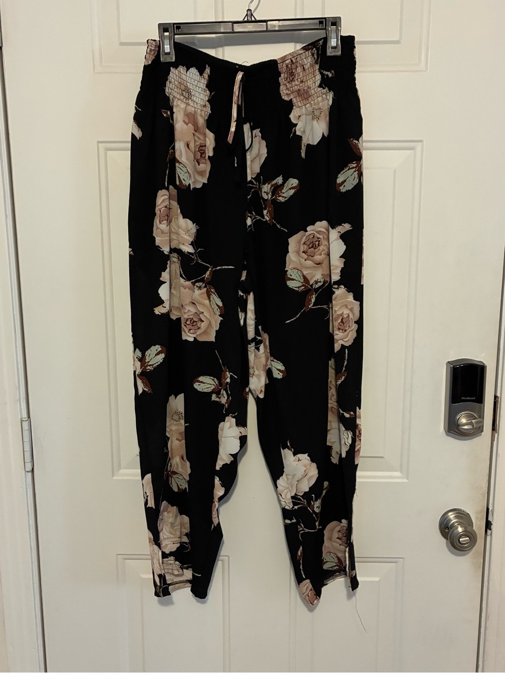 SHEIN Black Floral Flowy Pants